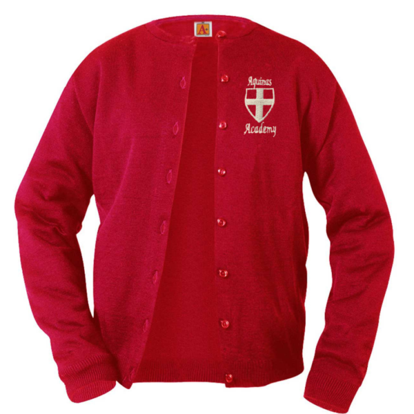Cardigan Sweater - Red w/Logo  **ALL SALES FINAL**
