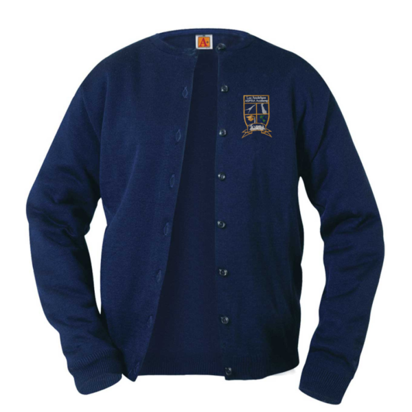 Navy Girls Cardigan Sweater with School Logo                                                                                                               **ALL SALES FINAL**