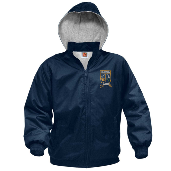Navy Nylon Jacket with School Logo                                                                                               **ALL SALES FINAL**