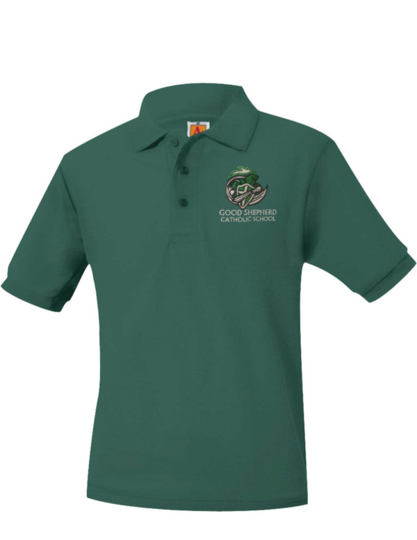 Green Unisex Polo Shirt with **NEW** School Logo