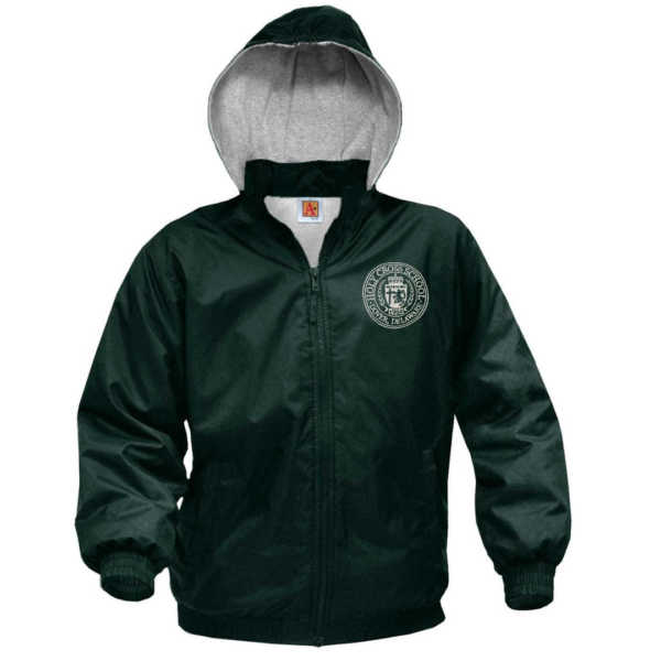 Green Hooded Nylon Jacket with School Logo                                                                                                 **ALL SALES FINAL**