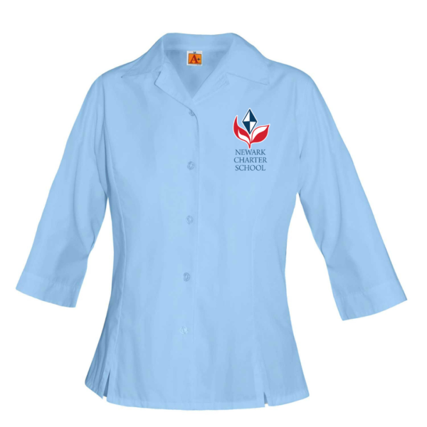 Girls Poplin 3/4 Sleeve Blouse with School Logo