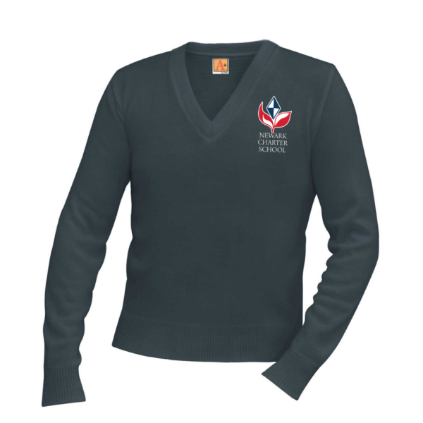 V-Neck Pullover Sweater with School Logo                                     **ALL SALES FINAL**