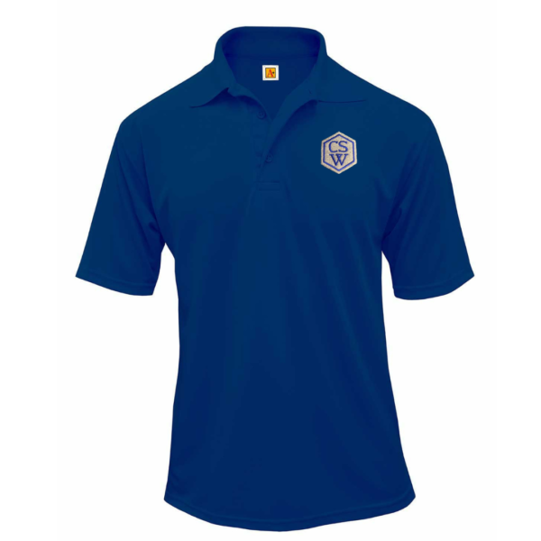 Royal Short Sleeve Performance Polo with School Logo