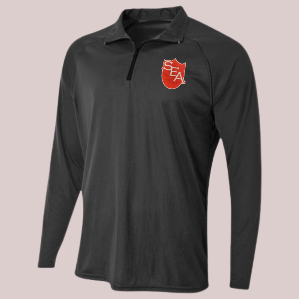 Black 1/4 Zip Performance Sweatshirt with SEA Logo