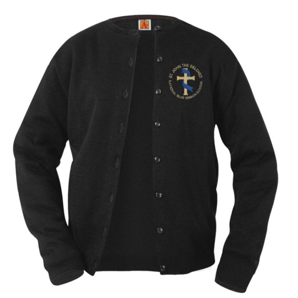 Black Cardigan Sweater with SJB School Logo                                                              **ALL SALES FINAL**