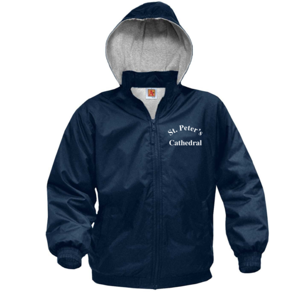 Navy Nylon Jacket with School Logo                                                                       **ALL SALES FINAL**