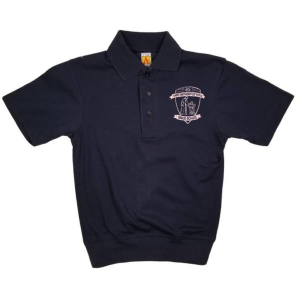 Navy Banded Sport Shirt with School Logo
