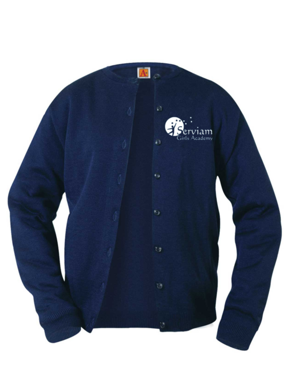 Navy Cardigan Sweater with Logo