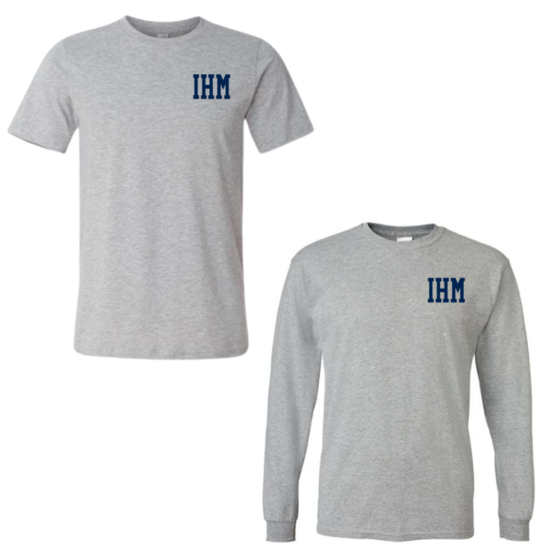 Grey Gym Shirt with Navy IHM Logo